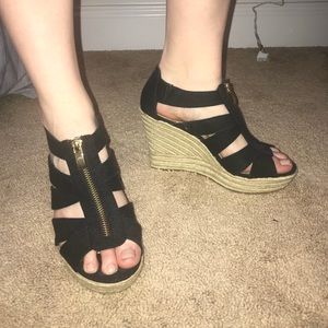 Black Zip Up Wedges
